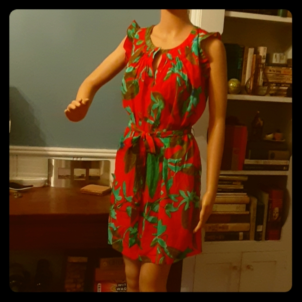 Jessica Simpson size S tropical tie waist dress